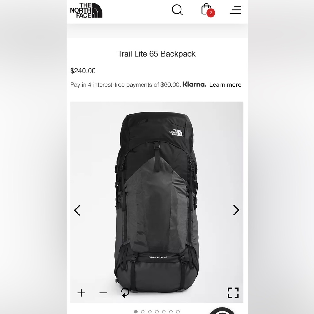 COPY - The North Face Trail Lite 65 Backpack